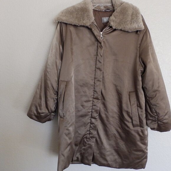 MaxMara fur collar full zip winter windproof jacket sz 8 - Picture 1 of 10